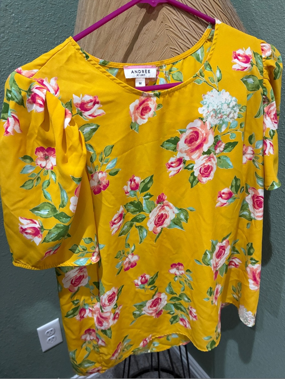 Andree Yellow Floral Puff-Sleeve Blouse